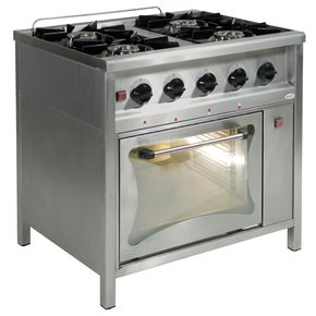Gastronomický plynový sporák 4 horáky s plynovou rúrou, 900x900x850 mm, 28,5 kW | EGAZ, TG-425/PG-1