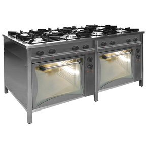 Gastronomický plynový sporák 8 horákov a 2 elektrické rúry, 1700x700x850 mm, 46,3 kW | EGAZ, TGP-8736/2xPKE-1