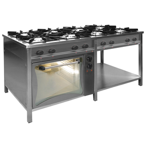 Gastronomický plynový sporák 8 horákov s elektrickou rúrou a s policou, 1760x900x850 mm, 44,6 kW | EGAZ, TG-840/PKE-1