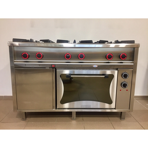Gastronomický plynový sporák 6 horákov s plynovou rúrou, 1300x700x850 mm, 36,5 kW | EGAZ, TG-6732/PG-1