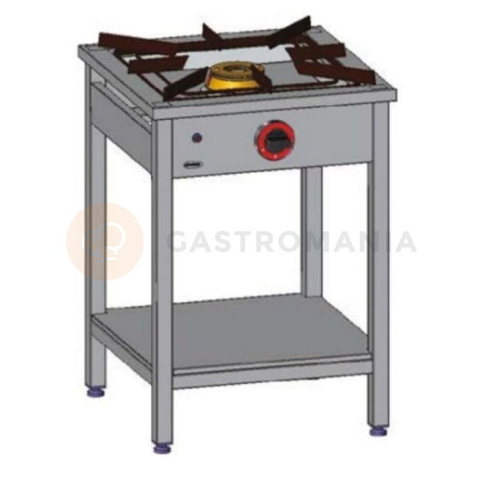 Gastronomický plynový sporák 1 horák, 600x600x850 mm s podstavcom na plynovú fľašu, 9 kW | EGAZ, TG-110.III