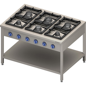Plynový gastro sporák s 6 horákmi a policou 32,5 Kw - propan-butan | STALGAST, 999613