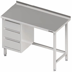 Nerezový pracovní stůl s blokem tří zásuvek na levé straně 1600x600x850 mm, přístěnný | STALGAST, 980366160