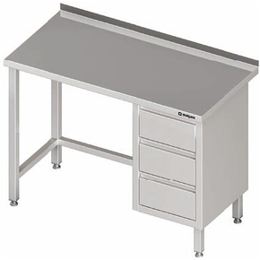 Nerezový pracovní stůl s blokem tří zásuvek na pravé straně 1300x700x850 mm, přístěnný | STALGAST, 980377130