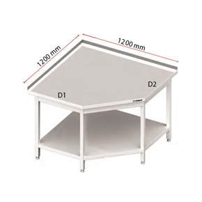 Nerezový pracovní stůl s policí 700x700x850 mm, rohový | STALGAST, 980127070