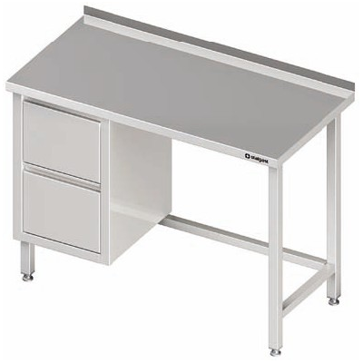 Nerezový pracovní stůl, blok se dvěmi zásuvkami na levé straně 1000x600x850 mm, přístěnný | STALGAST, 980246100