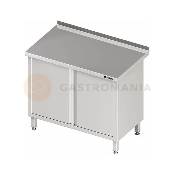 Nerezový pracovní stůl s křídlovými dveřmi 1100x600x850 mm, přístěnný | STALGAST, 980156110
