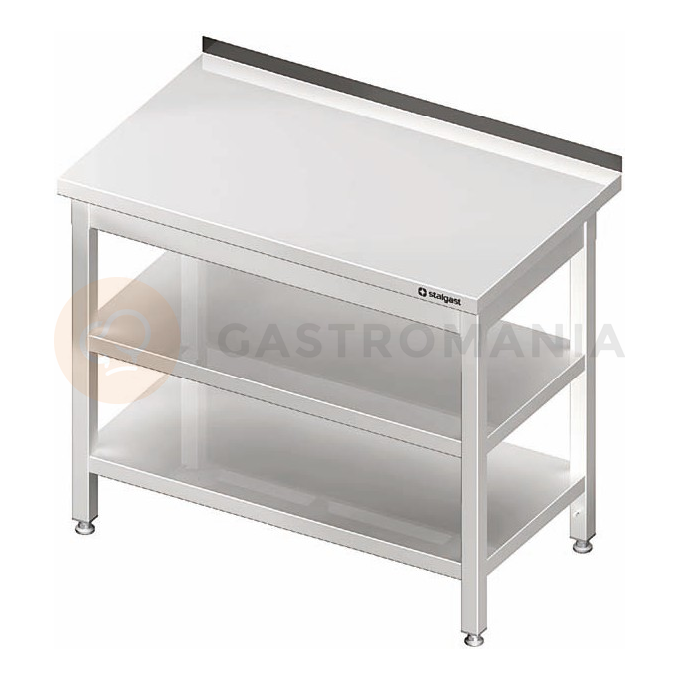 Nerezový pracovný stôl s dvoma policami 1000x600x850 mm, prístenný | STALGAST, 980066100