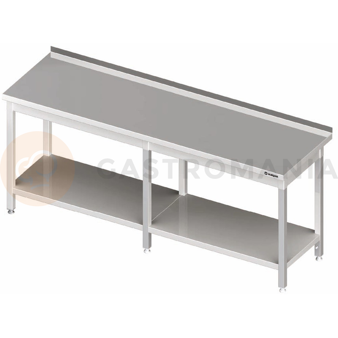Nerezový pracovný stôl s policou 2200x600x850 mm, prístenný | STALGAST, 980056220
