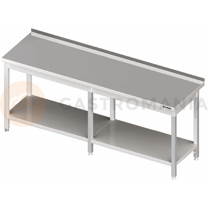 Nerezový pracovný stôl s policou 2400x700x850 mm, prístenný | STALGAST, 980057240
