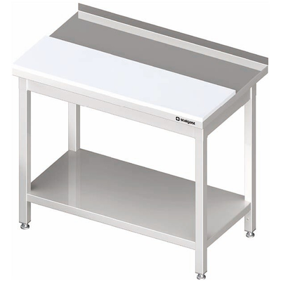 Nerezový pracovní stůl s pracovní deskou z polythylenu a policí 1000x600x850 mm, přístěnný | STALGAST, 980596100