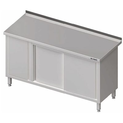 Nerezový pracovní stůl se skříňkou a posuvnými dveřmi 1200x700x850 mm, přístěnný | STALGAST, 980567120
