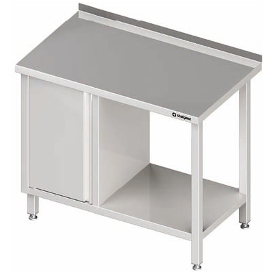Nerezový pracovní stůl se skříňkou na levé straně a policí 1600x700x850 mm, přístěnný | STALGAST, 980507160