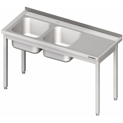 Nerezový umývací stôl s dvojkomorovým drezom na ľavej strane bez police 1100x700x850 mm | STALGAST, 980797110