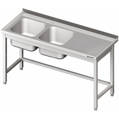 Nerezový umývací stôl s dvojkomorovým drezom na ľavej strane bez police 1500x600x850 mm | STALGAST, 980806150