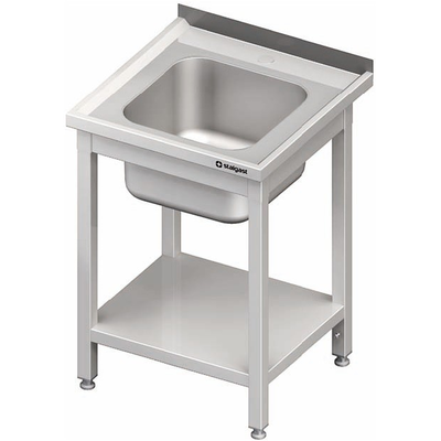 Nerezový umývací stôl s jednokomorovým drezom a policou 600x600x850 mm | STALGAST, 980686060