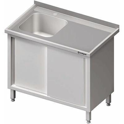 Nerezový umývací stôl s jednokomorovým drezom na ľavej strane a s posuvnými dverami 1200x600x850 mm | STALGAST, 980756120
