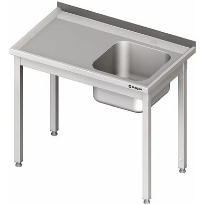 Nerezový umývací stôl s jednokomorovým drezom na pravej strane bez police 1000x600x850 mm | STALGAST, 980646100