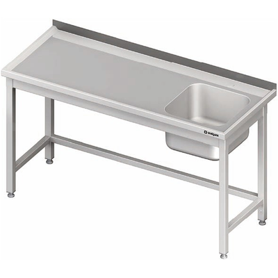 Nerezový umývací stôl s jednokomorovým drezom na pravej strane bez police 1800x600x850 mm | STALGAST, 980656180