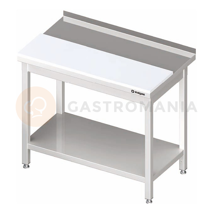 Nerezový pracovní stůl s pracovní deskou z polythylenu a policí 1500x600x850 mm, přístěnný | STALGAST, 980596150