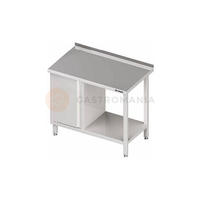 Nerezový pracovní stůl se skříňkou na levé straně a policí 1000x600x850 mm, přístěnný | STALGAST, 980506100