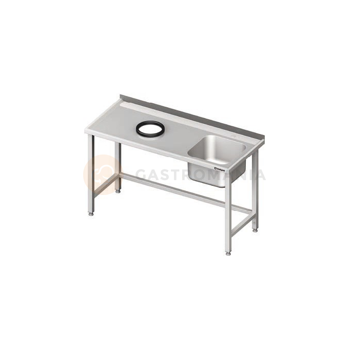 Nerezový pracovný stôl s drezom na pravej strane a s otvorom na odpad 1900x600x850 mm | STALGAST, 980936190