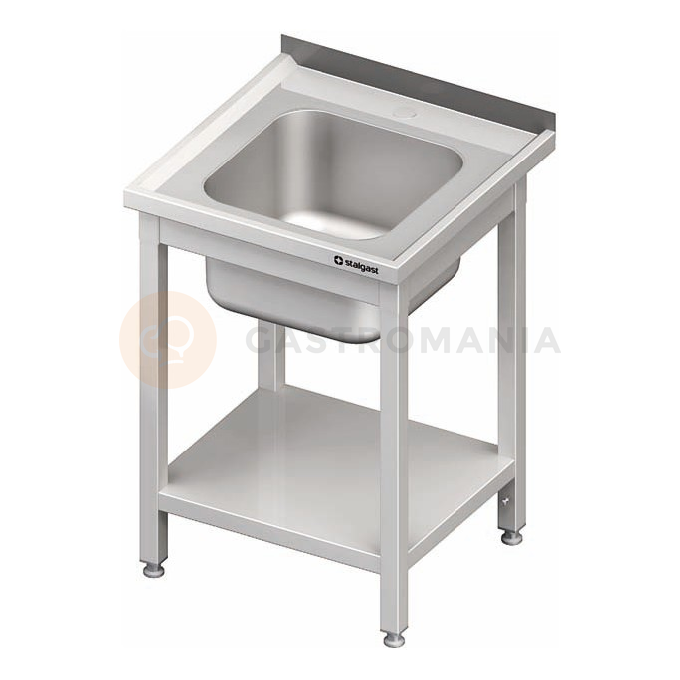 Nerezový umývací stôl s jednokomorovým drezom a policou 600x700x850 mm | STALGAST, 980687060