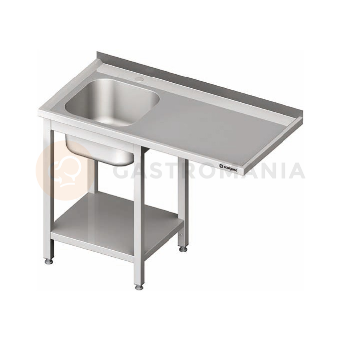 Nerezový umývací stôl s jednokomorovým drezom na ľavej strane a s miestom pre chladničku alebo umývačku 1900x700x900 mm | STALGAST, 980967190