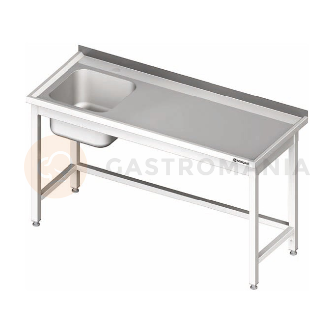 Nerezový umývací stôl s jednokomorovým drezom na ľavej strane bez police 1600x600x850 mm | STALGAST, 980676160