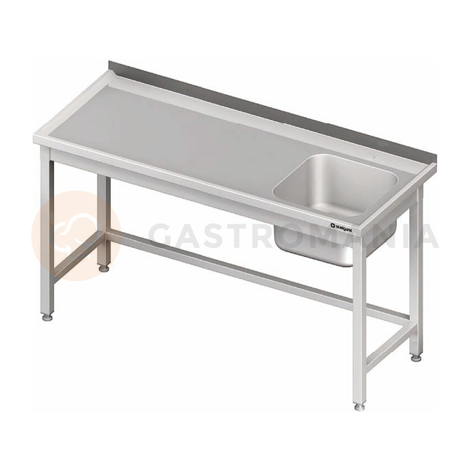 Nerezový umývací stôl s jednokomorovým drezom na pravej strane bez police 1500x600x850 mm | STALGAST, 980656150