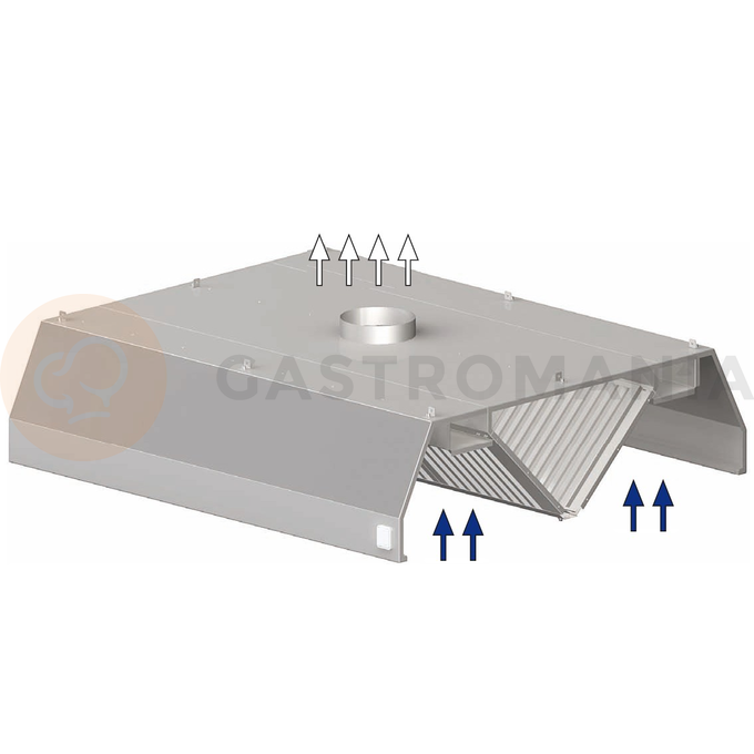 Centrálny nerezový závesný digestor, trapéz 1000x1600x450 mm | STALGAST, 9821016100