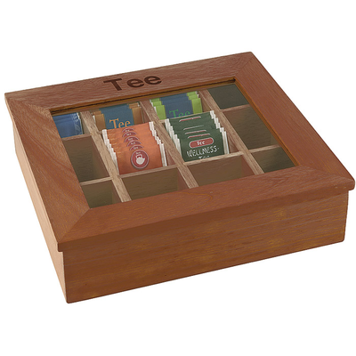 Krabica na čaj, tmavé drevo 310x280x90 mm | APS, 11776