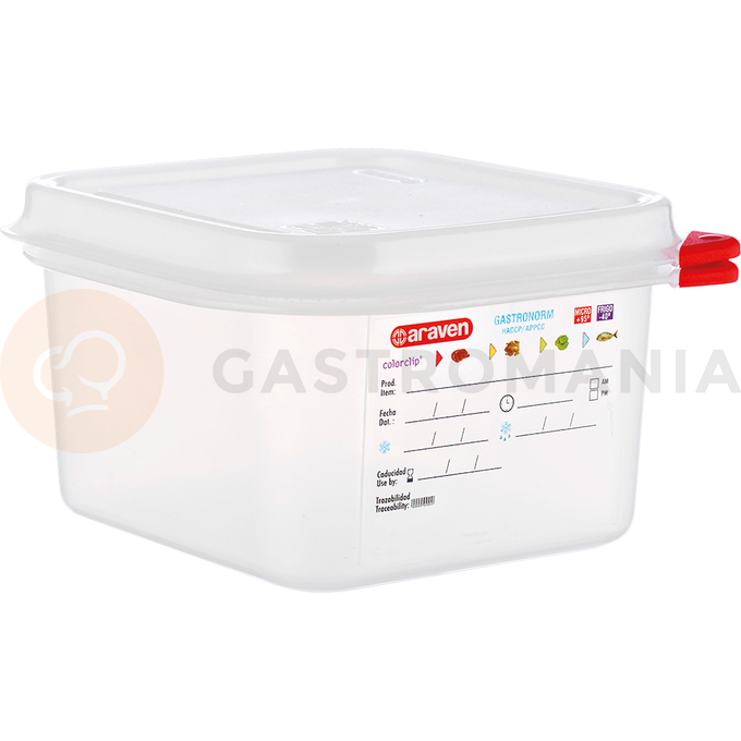 Gastronádoba GN 1/6 100 mm z polypropylénu HACCP | ARAVEN, 166105