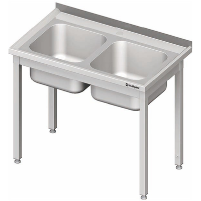 Nerezový umývací stôl s dvojkomorovým drezom bez police 1000x600x850 mm | STALGAST, 980766100