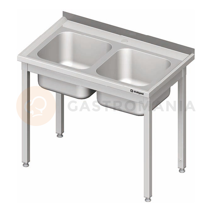 Nerezový umývací stôl s dvojkomorovým drezom bez police 1000x600x850 mm | STALGAST, 980766100