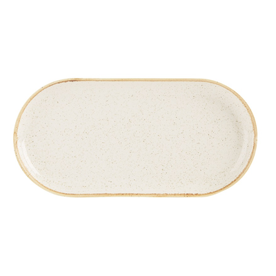 Servírovací tanier z porcelánu oválny, 30x15 cm, krémový | PORLAND, Seasons Sand