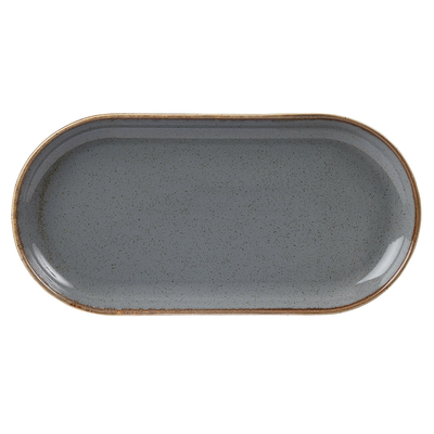 Servírovací tanier z porcelánu oválny, 30x15 cm, šedý | PORLAND, Seasons Stone