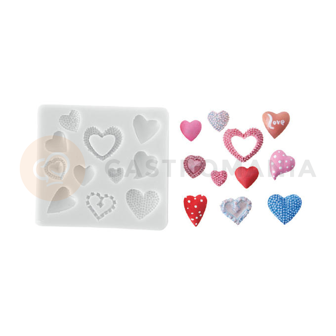 Forma na cukrovú hmotu SLK 381 - dekorativne srdce, 27x23 mm | SILIKOMART, Sugarflex Deco Hearts