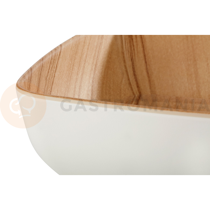 Misa z melamínu imitácia dreva, biela 165x165 mm | APS, Frida