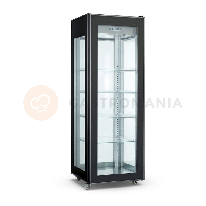 Chladiaca vitrína 400 l s ovetlením LED, 660x660x1900 mm | NORDLINE, RT 400L-2 BLACK
