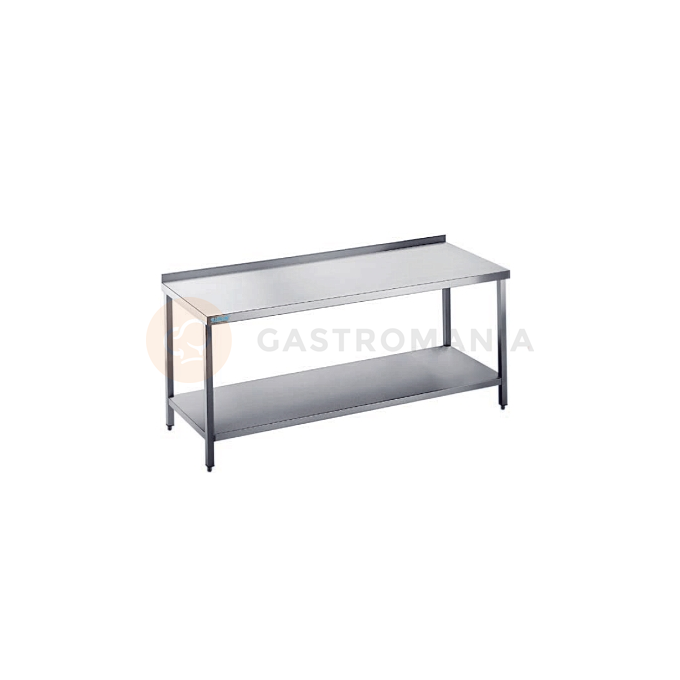 Pracovný stôl 1600x600x900 mm s policou, s pracovnou doskou a zadným lemom | RILLING, ATZ 0616C 0000