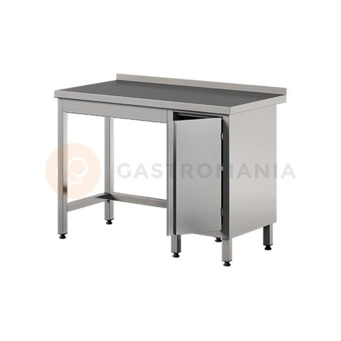 Prístenný stôl z nerezovej ocele so skrinkou, krídlové dvierka 2100x600x850 mm | ASBER, WT-216-PL-HD