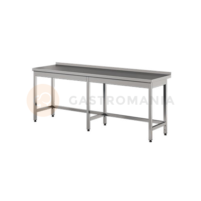 Prístenný stôl z nerezovej ocele, zpevněné nohy 2600x600x850 mm | ASBER, WT-266-PL-B