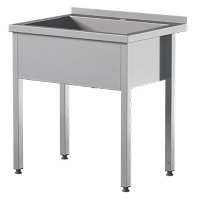 Prístenný nerezový stôl s vaňou, hĺbka komory 300 mm 1100x600x850 mm | ASBER, SBTW-1163/1-PL