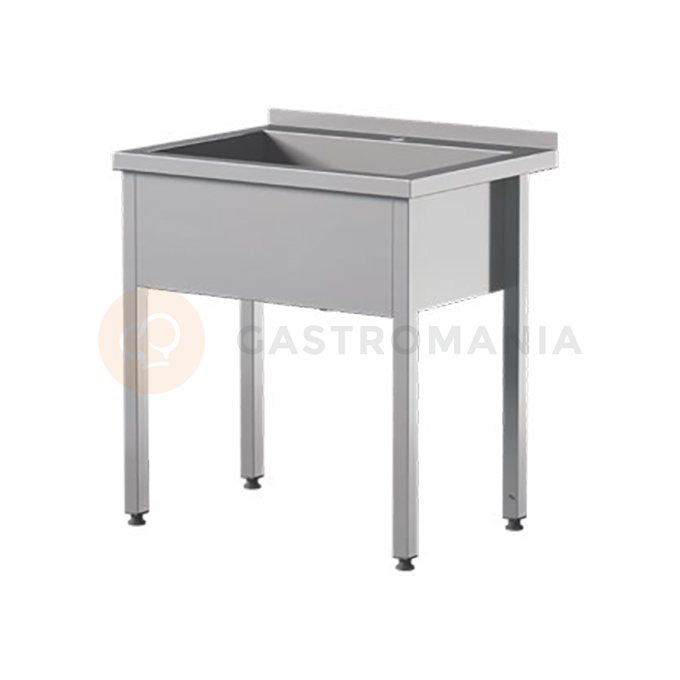 Prístenný nerezový stôl s vaňou, hĺbka komory 400 mm 800x600x850 mm | ASBER, SBTW-864/1-PL