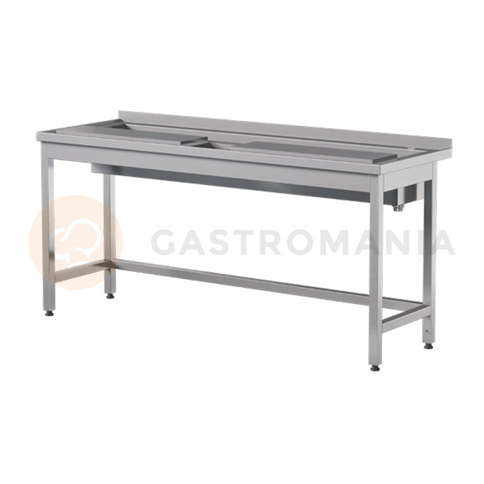 Prístenný pracovný nerezový stôl  1800x600x850 mm  | ASBER, WTP-186/2-PL