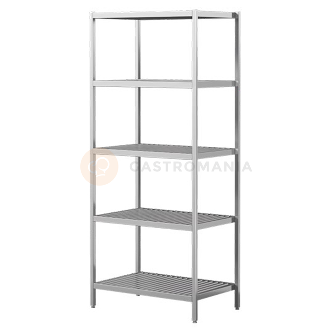 Regálový diel zváraný z nerezovej ocele, 4 plné police - nastaviteľné 900x400x2000 mm | ASBER, SSAF-94/20-5S