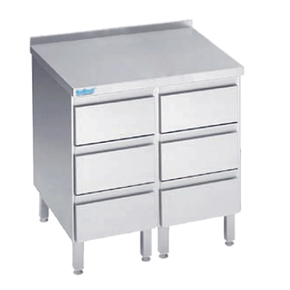 Pracovný stôl 800x700x900 mm - 2 bloky s 3 zásuvkami a pracovná doska so zadným lemom | RILLING, AS3 0708C 0000