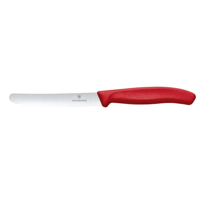 Nôž na paradajky, okrúhla špička, zúbkovaný, 11 cm, červený | VICTORINOX, Swiss Classic, 6.7831