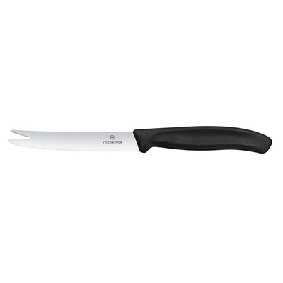 Nôž na syr a klobásky, zúbkovaný, 110 mm, čierny | VICTORINOX, Swiss Classic, 6.7863